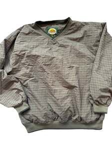 Cabela's Rip Stop Pullover Windbreaker Lined Green Tan Plaid XL Tall